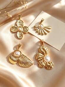 Multi-Style Glossy Embossed 3D Floral & Leaf Stainless Steel DIY Pendant, Fan-Shaped Wing & Four-Petal Flower Reconfigurable Assembly, Light Business Garden Office, Floral Afternoon Tea Salon, Small Outdoor Engagement Tea Party, Best Friend Store Visit, Gentle Pastoral Style Wearable Accessory - Multicolor - View 10