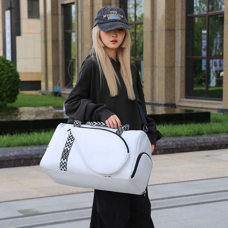 Badminton Racket Shoulder Bag, Large Capacity Multi-Pocket Sports Fitness Bag, Independent Shoe Compartment + Dry/Wet Separation Design, Can Store 2 Rackets, Unisex Fashion Tennis/Badminton Equipment Bag, Football Storage Bag, Can Fit Sports Shoes - Multicolor - View 8
