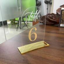 Gold Acrylic Wedding Signs, Suitable For Restaurants, Events, Parties, Gatherings, Team Building, 1-10 Arc-Shaped Table Number Signs, Restaurant Banquet Decorative Table Signs - vàng - Xem 12