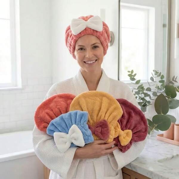 1pc Women's Head-Worn Dry Hair Cap, Super Absorbent Quick Drying, Easily Wraps Long Hair, Say Goodbye To Blow Dryer High Temperature Damage, Let Wet Hair Dry Quickly And Fresh, Free Your Hands And More Convenient, Travel Supplies, Hygiene Toiletries