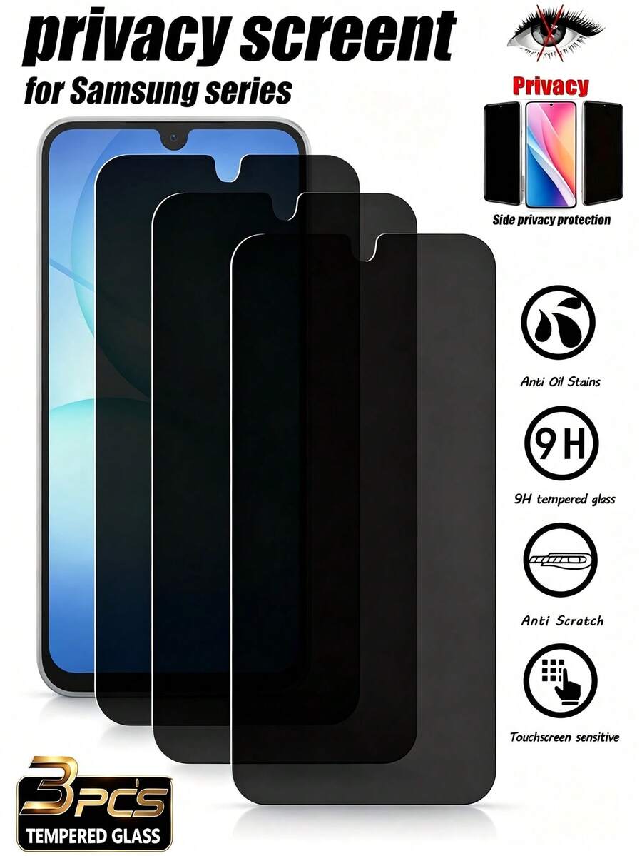 Pelindung Layar Ponsel Android Anti Guncangan 3 Buah, Pelindung Layar Privasi, Lapisan Film Bening Definisi Tinggi, Desain Anti Intip, Pas Layar Penuh Tanpa Celah, Tahan Gores, Sentuhan Sensitif, Kompatibel dengan Berbagai Casing Ponsel, Kompatibel dengan A54/A15/A05s/A35/A54/A55/A16/A17/S20 FE/S21 FE/S23 FE dan Lainnya, Hadiah Hari Ibu, Hadiah Ulang Tahun