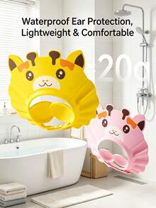 1/2/4pcs Adjustable Waterproof Shower Cap With Ear Protection, Cute Cartoon Design, Soft EVA Bathing Accessory - Multicolor - View 1