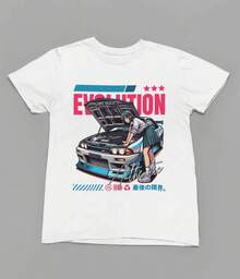 Camiseta de Anime JDM para Coche, Camiseta de Carreras de Drift Japonesas, Camiseta Gráfica de Chica Automotriz, Ropa Urbana de Coche Tuner, Regalo de Carreras para Entusiastas de Coches - Negro - Ver 4