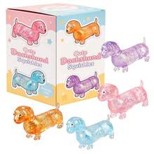 1pc Cute Transparent Shiny Dachshund Squeeze Toy, Maltose Material Slow Rebound Stress Relief Toy, Squishy Stress Relief Toy, Portable Shiny Dog Stress Ball, Suitable For Work, Back To School Season Relaxation, Daily Decoration - Multicolor - View 6