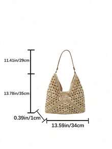 Dedoo Women's Hollow Crochet Straw Tote Shoulder Bag With Palm Tree Pendant, Large Capacity Bohemian Style Casual Summer Beach Bag (Random Pendant Hook) - Beige - View 8