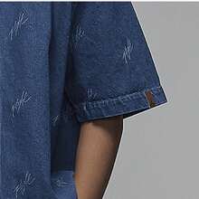 Nike/Jordan Flight Men's Denim Casual Short Sleeve Shirt FN4654-436 - Navy Blue - View 4