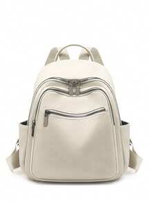 Mochila de mujer con estampado de leopardo de moda - Beis - Ver 2