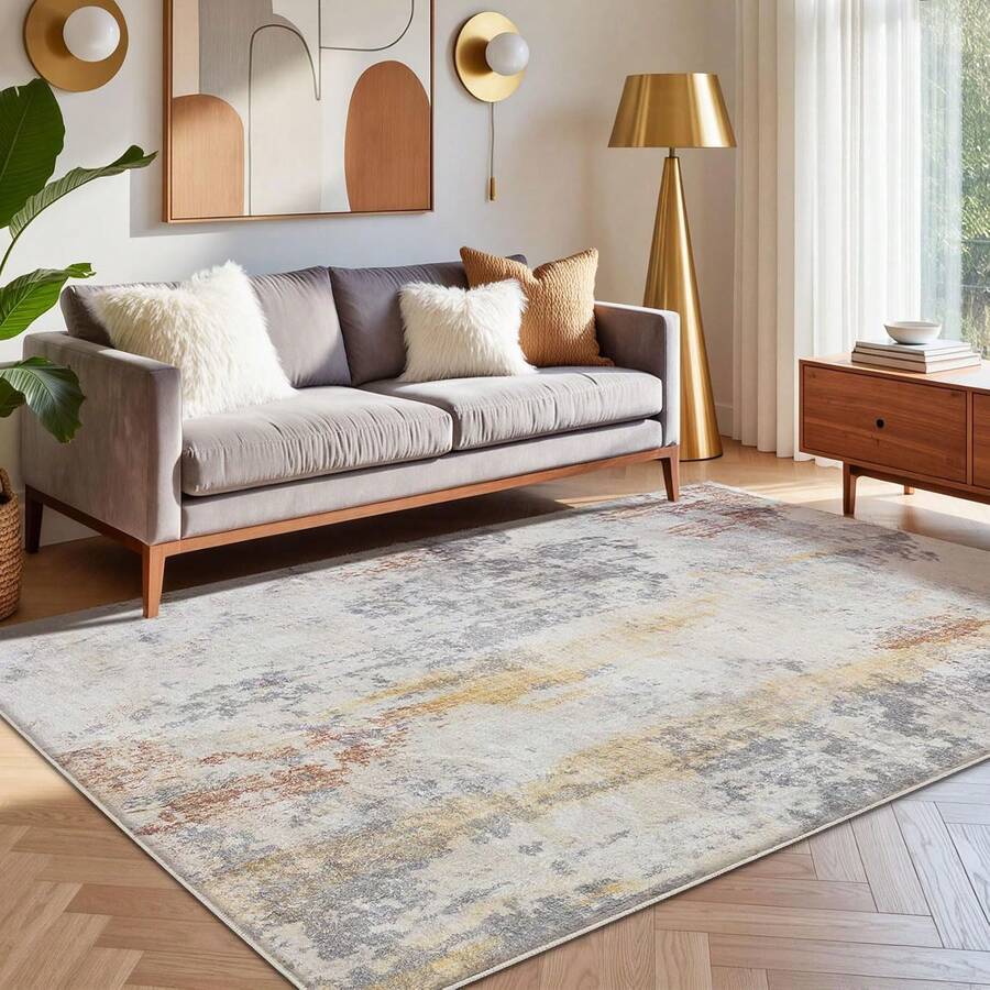 Calore - Modern Abstract Soft Non-Slip Indoor Rug With Carpet Pattern For Living Room, Bedroom, Dining Room (Gray/Multi, 5.2'x 6.5'(160*200cm)) - Abstract/Gray - View 1