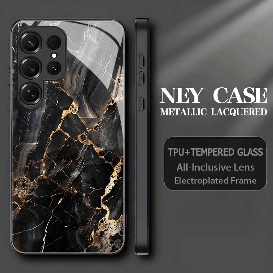 [24h Versand aus DE/FR/ES]Apple 11-17 16  21-26 Galaxy Handyhülle - Premium Handyhülle aus gehärtetem Glas mit goldener Marmortextur für  S26Ultra, S26Plus, S26, S25FE, S25Ultra, S25PLUS, S25+, S24, S23, S22, S21, S20 Ultra PLUS + FE, geeignet für Galaxy Note20 Ultra, Note8. Niedliche Handyhülle, ideales Geschenk für Freunde, Weihnachtsgeschenk. - 1 Stück Bildfarbe - Übersicht 1