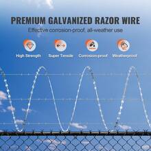 Razor Wires, 246 Ft Razor Barbed Wire, 5 Rolls Razor Wire Fencing Razor Fence, Razor Ribbon Barbed Wire Galvanized Razor Wire Fence, Rolls Razor For Garden - 250 Feet - View 2