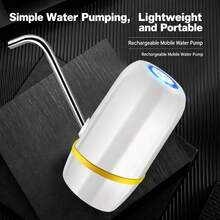 Bomba extractora eléctrica recargable doméstica para garrafas de agua, dispensador automático para agua mineral - Blanco - Ver 4
