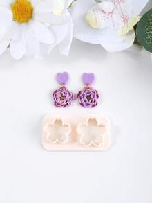 Kleine Blumen- und Herzform Ton-Schneideformen, sauber schneidende, antihaftende, langanhaltend Ton-Schneideformen für Schmuckherstellung, DIY handgemachte Ohrringe Schmuckherstellungs-Set - Blumenherz - Übersicht 8