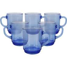 DURALEX | Set Of 6 Clear Glass Cups With Handles, 26CL - Reinforced Glass Cup Set In Assorted Colors (Sapphire Blue, Gray, Amber, Purple, Blue And Green) - Durable And Sturdy For Coffee, Tea And Hot Drinks - Blue - View 2