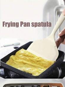 One-Piece Silicone Wide Spatula, Heat-Resistant Non-Stick Pan Turner, Long Heat-Insulated Handle Design; Compatible With Flat Bottom Pans, Cast Iron Griddles, Suitable For Frying Steak, Pancakes, Eggs, Grilled Meat, Soft Silicone Won't Damage Pan Interior, Three-Color Minimalist Highly Attractive Design, Hanging Storage Saves Space, Essential Kitchen Utensil For Home Cooking - Multicolor - View 5
