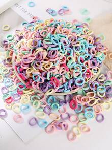 200/100/50/20PCS Multicolor Seamless Nylon Hair Ties Bulk Pack, Elastic Hair Bands Soft No Damage Ponytail Ties Suitable For Women Teens Adults, Small Strong Rubber Bands For Braiding Thick Or Fine Hair, High Elasticity Hair Ropes For Daily Exercise Yoga Sports, Perfect Mother's Day Birthday Valentine's Day Gift, Mixed Color Cute Cartoon Elastic Hair Ties Set, OPP Bag Packaging Only - Multicolor - View 2