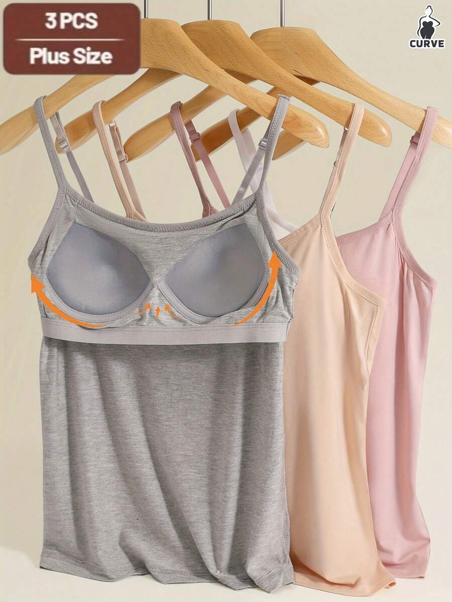 Soft, Comfortable And Very Stretchy Tank Top With Built-In Bra Cups; Stylish And Easy To Wear, Both As An Undergarment And An Outer Garment. - 混合色 - 1 - 查看 1