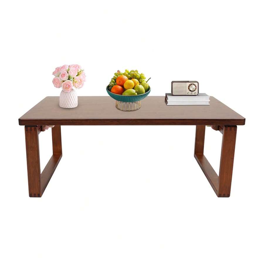 YUNRUX Folding Coffee Table, Low Tea Table With Folding Legs, Folding Tea Table For Sitting On The Floor - Khaki - View 1