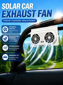 Kipas Exhaust Mobil Bertenaga Surya, Ventilator Pendingin, Pendingin AC Jendela Kepala Ganda, Kipas Sirkulasi Udara Mobil Portabel, Untuk Pendinginan Musim Panas - A - View 2