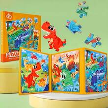 3合1兒童磁性拼圖書，3-12歲，便攜折疊教育遊戲，認知能力開發，男孩女孩生日聖誕禮物 - 彩色 - 查看 1
