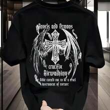 Summer Fashion 's T-shirt, 100% Pure Cotton, Casual and Comfortable, Round-neck 's Short-sved High-quality Top - Negro - Ver 1