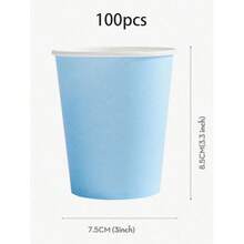 10/20/50/100pcs Blue Disposable Paper Cups, Party Cups, Coffee Cups, Tea Cups, Cold Drink Cups, 9oz Capacity, Suitable For Cold And Hot Drinks, Milk Tea, Water, Coffee, Tea, High Quality Reusable, Suitable For Home Use - Blue - View 11