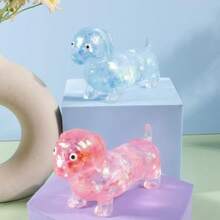 1pc Cute Transparent Shiny Dachshund Squeeze Toy, Maltose Material Slow Rebound Stress Relief Toy, Squishy Stress Relief Toy, Portable Shiny Dog Stress Ball, Suitable For Work, Back To School Season Relaxation, Daily Decoration - Multicolor - View 3