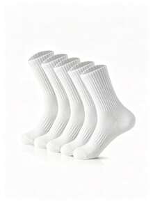 1/5/10 Pairs Unisex Comfortable Sports Socks, Suitable For Sports And Training, Women's Long Socks, Suitable For Daily And Business Wear, Antibacterial, Soft, Black And White Color, Odor-Resistant, Moisture-Wicking, Breathable, Lightweight, Suitable For Autumn And Winter - Multicolor - View 2