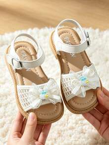 2026 Beige/Silver Sweet Princess Sandals - Mesh Bow Rabbit Decor Girls Sandals - Suitable For Daily Outings And Other Occasions! - Beige - View 7