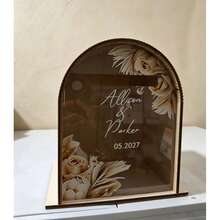High-Quality Wooden Wedding Blessing Card Gift Box, Arch-Shaped Wedding Reception Party Decoration Ornament - 1PC - View 1