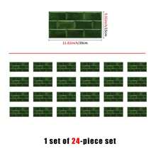 橄欖綠復古地鐵磚貼紙 30x15cm 可移除自黏防水牆飾，適用於廚房防濺牆、浴室櫥櫃、租屋裝飾 - B - 查看 8