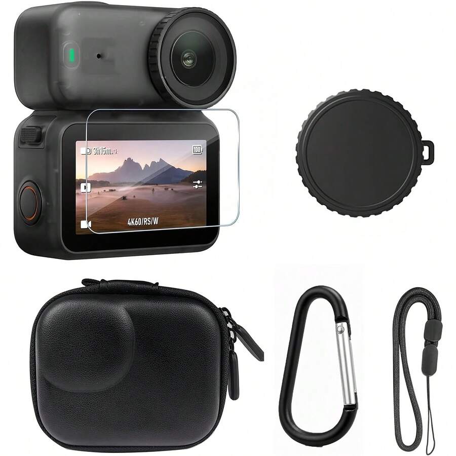 YOOBAO Osmo Nano Protective Accessories Kit, PU Portable Mini Storage Bag, Nano Protective Case, Lens Screen Protector, High-Definition Full Protection Tempered Glass Film, Rubber Lens Cap - View 1