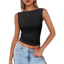 European-American Style Sleeveless Square Neck Camisole For Women - 軍綠色100 - 查看 5