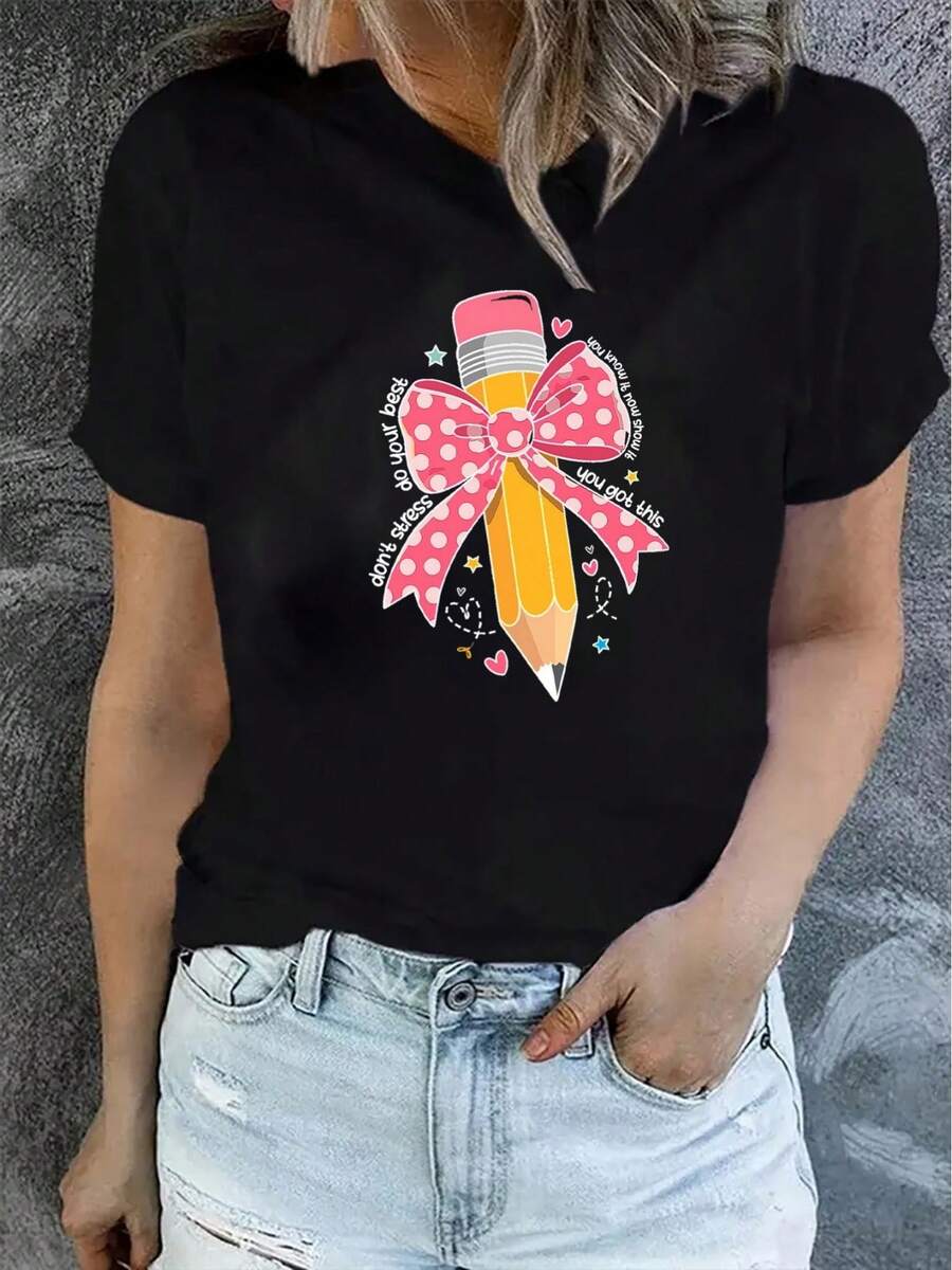 Camiseta bohemia de manga corta para mujer, 100% algodón puro, color gris suave, diseño casual, adecuada para uso diario, ligera, transpirable y de ajuste cómodo, ideal para actividades al a - Negro - Ver 1