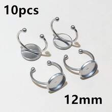 10pcs Stainless Steel Gold Color Adjustable Ring Settings Fit 6-25mm Glass Cabochon Blank Base Tray DIY Jewelry Making Accessories - Ring Blank Base - View 23