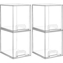 Vtopmart Stackable Storage Drawers, Acrylic Organizer With 24 Non-Slip Mats, Bathroom Organizer For Changing Table, Bathroom (5 Pack: Wide + Tall + Small) - 4-pack-height - View 1