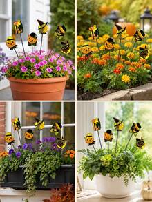 Vintage Halloween Garden Stakes, Pumpkin Lantern Witch Black Cat Yard Decor Signs, Waterproof Halloween Flower Pot Stakes, Suitable For Outdoor Lawn Patio Flower Pot Porch Halloween Party Decoration - Multicolor - View 7