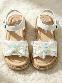 2026 Beige/Silver Sweet Princess Sandals - Mesh Bow Rabbit Decor Girls Sandals - Suitable For Daily Outings And Other Occasions! - Beige - View 2