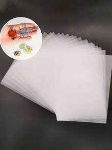 1/5/10/15pcs Heat Shrink Plastic Sheets, Translucent Blank Shrink Art Film, Suitable For DIY Room Decoration, Handmade Accessories, Floral Pattern, Smooth Texture, Creative Artist, Keychain Making, Decorative Paper - Multicolor - View 6