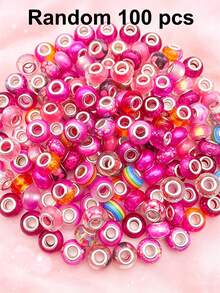 10/100/500 peças Contas Europeias de Aço Multicoloridas de 14 mm, Contas de Furo Grande para Pendentes e Pulseiras em Lote para Fabrico de Joias, Contas Espaçadoras Decorativas de Vidro Murano para Artesanato e Estacas de Jardim (Cores Mistas) - Multicolorido - Ver 33