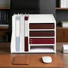 kangten Desktop Dokumentenhalter 4+2 Slots Dokumentenorganisator Weiß Mailsorter PVC Notebook Organizer - Weiss - Übersicht 4