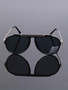 New Classic Minimalist Versatile Premium Large Frame Design Decorative Glasses For Men, Punk Classic Party Decorative Glasses - 彩色 - 查看 3