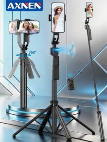 AXNEN Tripod Stabil Pelacak Wajah AI Cerdas untuk Smartphone, Tongkat Selfie Bluetooth, Stabilizer Ponsel, Tongkat Selfie Bluetooth Aluminium 3-in-1 yang Dapat Diperpanjang, Untuk iPhone 16/15/14/13/12 Pro, Ponsel Android, Hitam - Satu-Ukuran - View 1