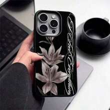 Funda de Celular 2026 Juvenil y Moderna, 1 pieza, Material TPU, Diseño Vintage Artístico de Flor de Lirio, Compatible con 17 Pro/17/16 Pro/15/13/12/11, S20 FE/A15/S24/A55, Note 11/12/13 Pro, Funda Protectora Suave Anti-Caídas de Cobertura Total, Versión Internacional, No la Versión Nacional - Negro 11 - Ver 1