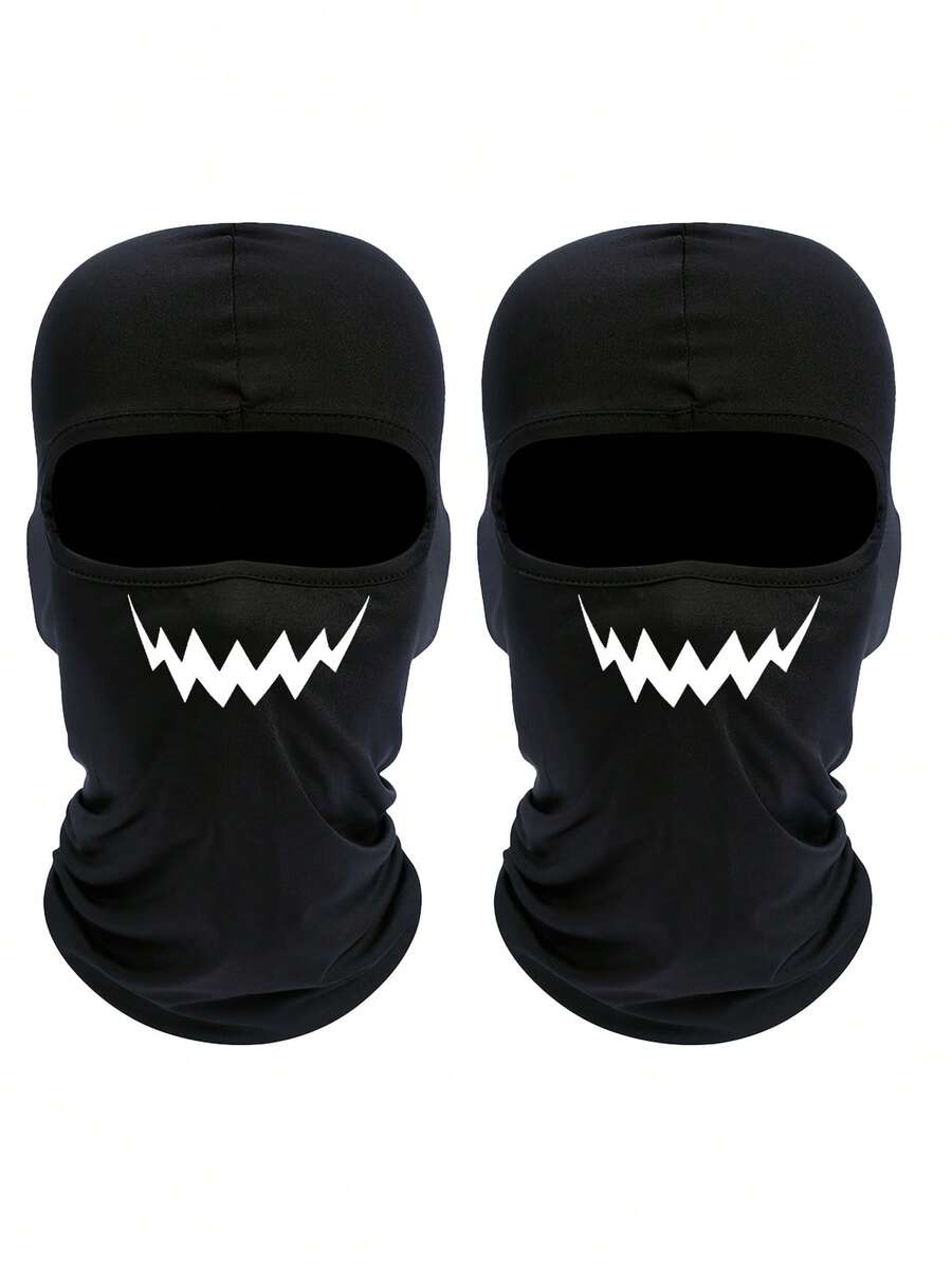 1pc/2pcs Unisex Printed Cycling Balaclava Ski Mask Motorcycle Climbing Headwear, Suitable For Daily Outings, Travel, Hiking, Climbing And More - Multicolor - View 1
