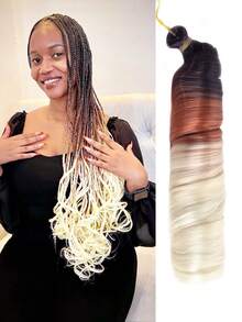 24 Inch Long French Curly Braided Hair Extensions, Synthetic Hair, Loose Wavy Spiral Curls, Ombre Color, Heat Resistant, Pre-Stretched, Halloween - Multicolor - View 8