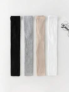 1/4 Pack Baby Girl All-Match Ribbed Solid Color Tight Leggings, Spring/Autumn/All-Season Versatile Tights For Daily Wear - Multicolor - View 3