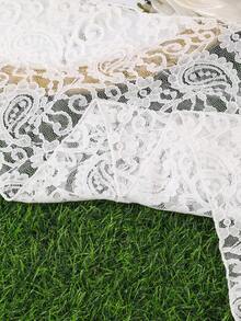 1pc/2pcs Bohemian Vacation Style Solid Color Paisley Floral Lace Triangle Scarf - Multicolor - View 6
