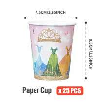 Set Peralatan Makan Pesta Ulang Tahun Putri 100/55/25/10pcs, Piring Kertas Sekali Pakai 7/9 Inci Tema Putri untuk Dekorasi Pesta Ulang Tahun, Gelas Kertas Sekali Pakai dan Serbet, Cocok untuk Pesta, Set Peralatan Makan Dongeng Manis, Piring Dessert, Serbet, dan Gelas. - MultiWarna - View 6