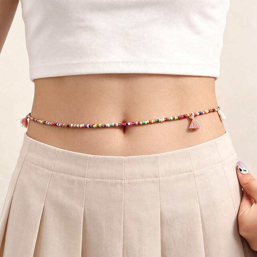 Cadena de Cintura Estilo Bohemio, Collar de Cadena Corporal Brillante para Mujer - 2# - Ver 1