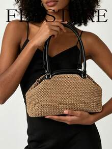 2026 Spring/Summer New Women's Woven Hard-Shell Handbag - Khaki - View 7
